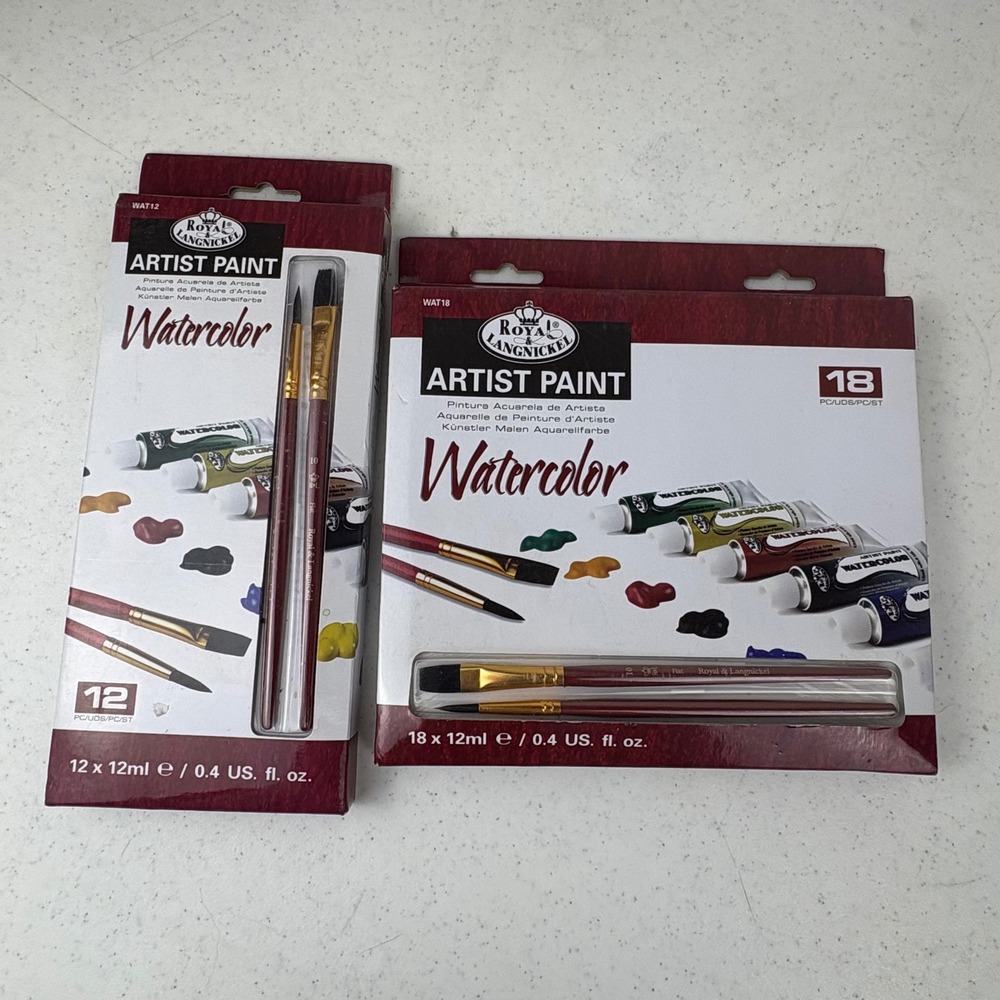 Royal & Langnickel Watercolor Artist Paint Set 12pc WAT12 & 18pc WAT18 Bundle